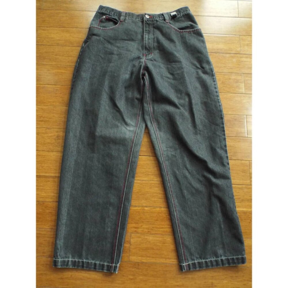 Vintage Southpole Mens Jeans Baggy Black Dark Wash 2K-SPTeam Size 36